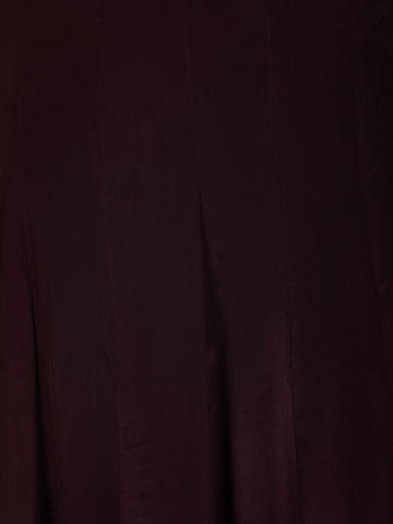Burgundy Floral Designed Semi Silk Anarkali Salwar Suit - Diadem