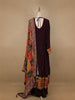 Burgundy Floral Designed Semi Silk Anarkali Salwar Suit - Diadem