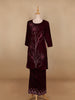 Burgundy Floral Designed Velvet Co Ord Salwar Suit - Diadem