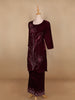 Burgundy Floral Designed Velvet Co Ord Salwar Suit - Diadem