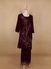 Burgundy Floral Designed Velvet Co Ord Salwar Suit - Diadem