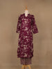 Burgundy Floral Design Printed Cotton Salwar Suit - Diadem