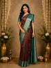 Burgundy Floral Woven Pure Kanchipuram Silk Saree