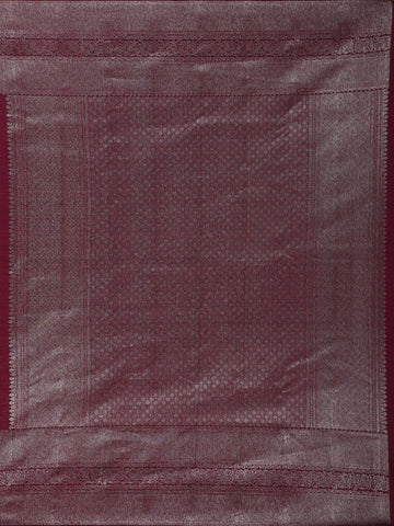 Burgundy Floral Woven Pure Kanchipuram Silk Saree - Diadem