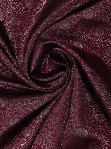 Burgundy Floral Woven Pure Kanchipuram Silk Saree - Diadem