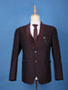 Burgundy Solid Men's Suit  with Chain Brooch Detailing