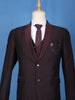 Burgundy Solid Men's Suit  with Chain Brooch Detailing