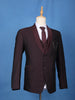Burgundy Solid Men's Suit  with Chain Brooch Detailing