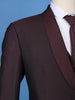 Burgundy Solid Men's Suit  with Chain Brooch Detailing