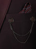 Burgundy Solid Men's Suit  with Chain Brooch Detailing