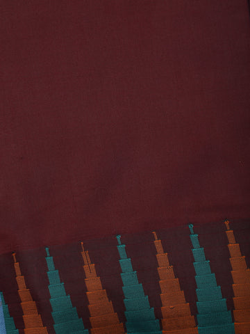 Burgundy Zig-Zag Design Border Soft Silk Saree - Diadem