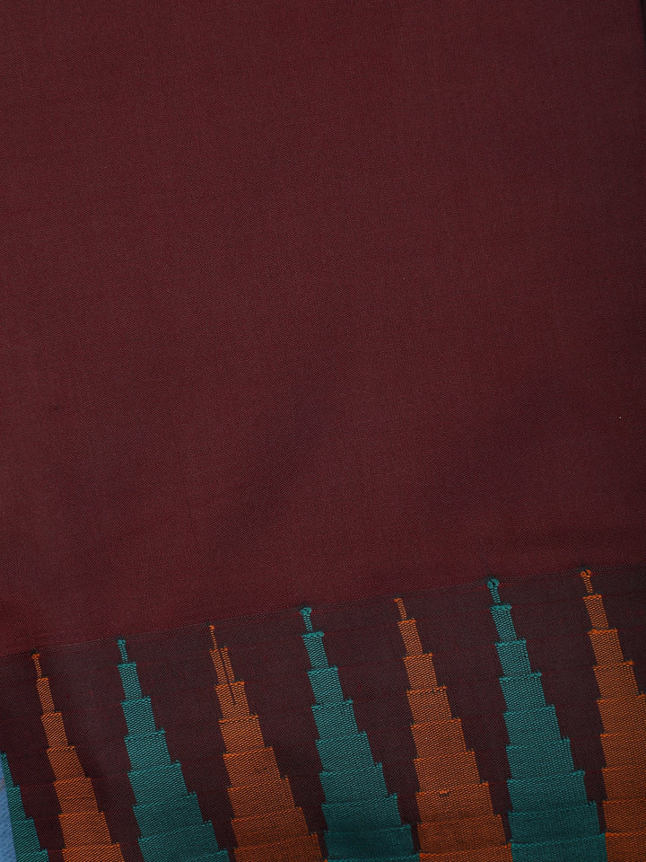 Burgundy Zig-Zag Design Border Soft Silk Saree - Diadem