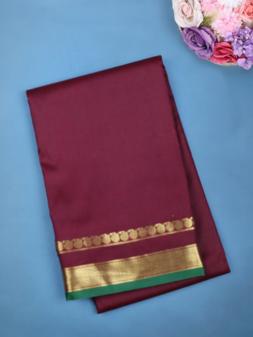 Burgundy with Gold Zari Border Soft Silk Saree - Diadem