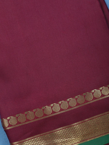 Burgundy with Gold Zari Border Soft Silk Saree - Diadem