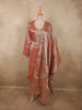Burnished Copper Peach Sequins Embroidered Design Tissue Silk Salwar Straight Cut salwar Suit with Dupatta