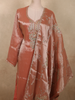 Burnished Copper Peach Sequins Embroidered Design Tissue Silk Salwar Straight Cut salwar Suit with Dupatta