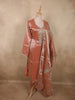 Burnished Copper Peach Sequins Embroidered Design Tissue Silk Salwar Straight Cut salwar Suit with Dupatta