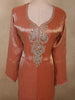 Burnished Copper Peach Sequins Embroidered Design Tissue Silk Salwar Straight Cut salwar Suit with Dupatta