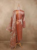 Burnished Copper Peach Sequins Embroidered Design Tissue Silk Salwar Straight Cut salwar Suit with Dupatta