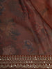 Burnt Cinnamon Brown Floral Woven Design Pure Tissue Silk Fancy Saree with Sequins Border
