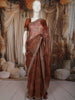 Burnt Cinnamon Brown Floral Woven Design Pure Tissue Silk Fancy Saree with Sequins Border
