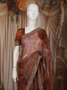 Burnt Cinnamon Brown Floral Woven Design Pure Tissue Silk Fancy Saree with Sequins Border