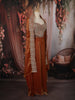 Burnt Copper Brown Floral Zari and Beads Embroidered Design Satin Palazzo Suit with Over Coat