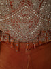 Burnt Copper Brown Floral Zari and Beads Embroidered Design Satin Palazzo Suit with Over Coat