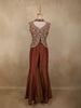 Burnt Copper Brown Sequin and Zardozi Embroidered Design Net Palazzo Suit with Choker Dupatta
