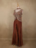 Burnt Copper Brown Sequin and Zardozi Embroidered Design Net Palazzo Suit with Choker Dupatta