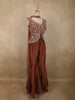 Burnt Copper Brown Sequin and Zardozi Embroidered Design Net Palazzo Suit with Choker Dupatta