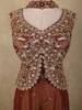 Burnt Copper Brown Sequin and Zardozi Embroidered Design Net Palazzo Suit with Choker Dupatta