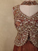 Burnt Copper Brown Sequin and Zardozi Embroidered Design Net Palazzo Suit with Choker Dupatta