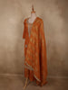 Burnt Copper Orange Heavy Sequins Embroidered Design Tissue Silk Palazzo Suit with Dupatta