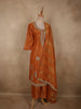 Burnt Copper Orange Heavy Sequins Embroidered Design Tissue Silk Palazzo Suit with Dupatta