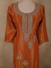 Burnt Copper Orange Heavy Sequins Embroidered Design Tissue Silk Palazzo Suit with Dupatta