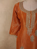 Burnt Copper Orange Heavy Sequins Embroidered Design Tissue Silk Palazzo Suit with Dupatta