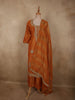 Burnt Copper Orange Heavy Sequins Embroidered Design Tissue Silk Palazzo Suit with Dupatta