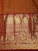 Mustard Yellow Mini Checked Zari Woven Design Pure Kanchipuram Silk Saree with Contrast Floral Zari Border