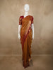 Mustard Yellow Mini Checked Zari Woven Design Pure Kanchipuram Silk Saree with Contrast Floral Zari Border