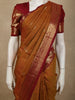 Mustard Yellow Mini Checked Zari Woven Design Pure Kanchipuram Silk Saree with Contrast Floral Zari Border