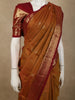 Mustard Yellow Mini Checked Zari Woven Design Pure Kanchipuram Silk Saree with Contrast Floral Zari Border