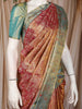 Burnt Copper Pink Floral Woven Design Pure Kanchipuram Silk Saree with Contrast Zari Border