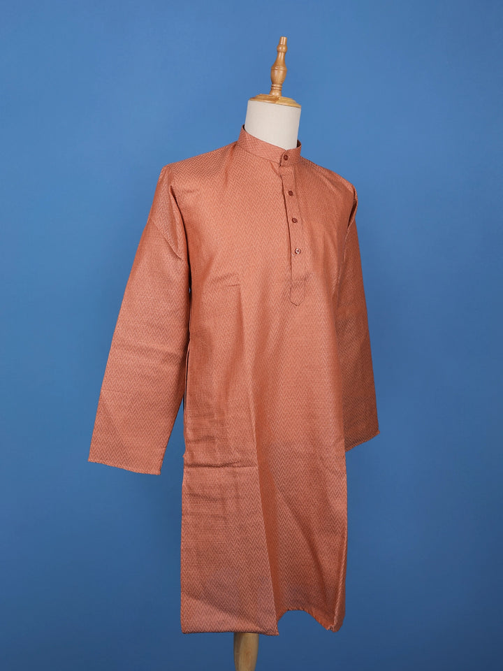 Burnt Copper Zig-Zag Design Cotton Kurta - Diadem