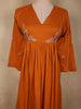 Burnt Marigold Orange Floral Thread Embroidered Design Cotton Salwar Suit with Dupatta