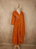 Burnt Marigold Orange Floral Thread Embroidered Design Cotton Salwar Suit with Dupatta