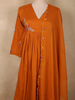 Burnt Marigold Orange Floral Thread Embroidered Design Cotton Salwar Suit with Dupatta
