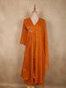 Burnt Marigold Orange Floral Thread Embroidered Design Cotton Salwar Suit with Dupatta