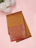 Burnt Mustard Yellow Butta Zari Woven Design Semi Silk Saree with Contrast Floral Border