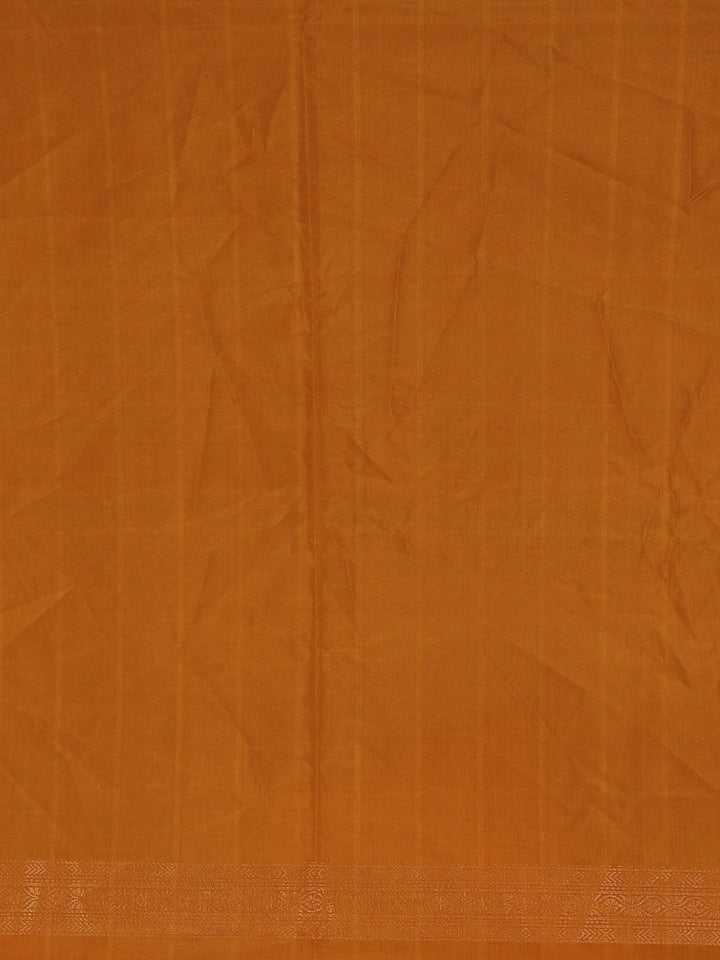 Burnt Orange Checked Design Woven Silk Saree - Diadem